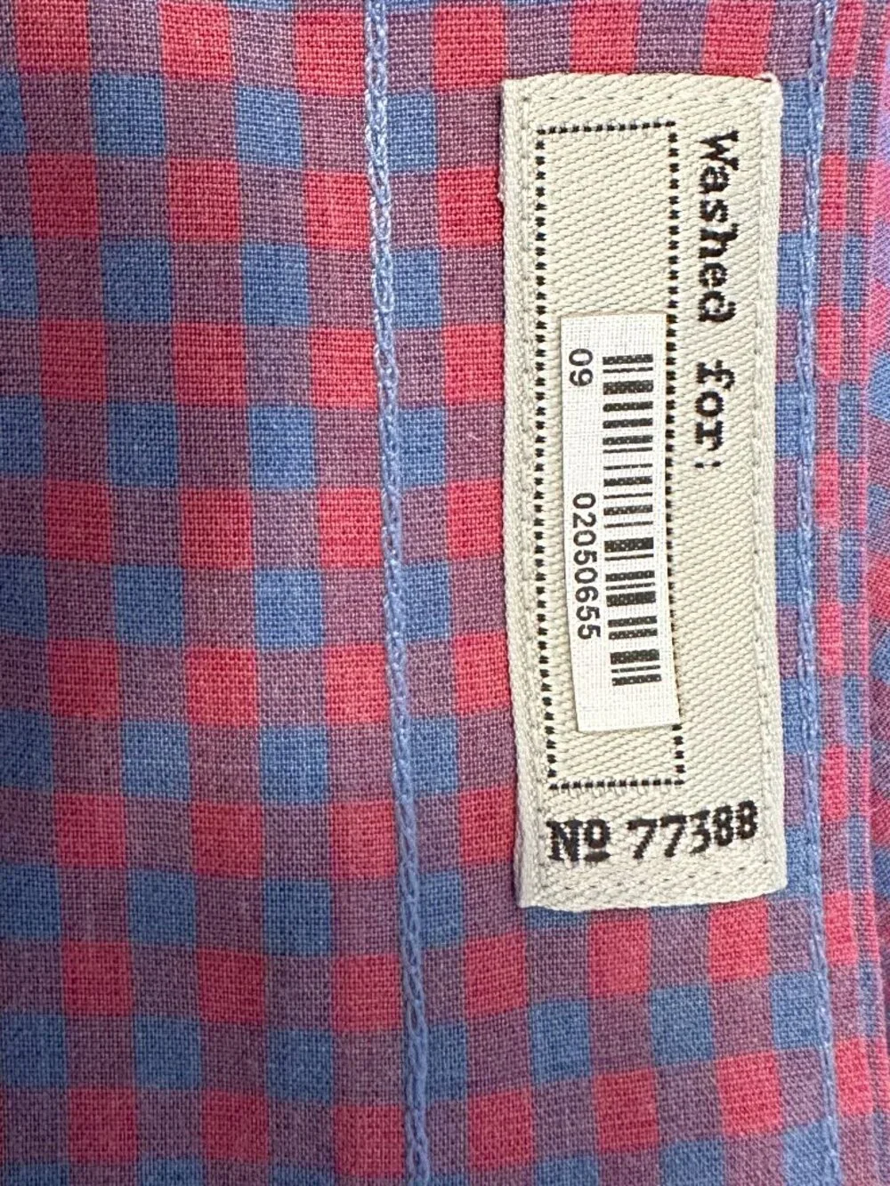 J.Crew Secret Wash Stretch Slim Coral Pink Blue Gingham Shirt S